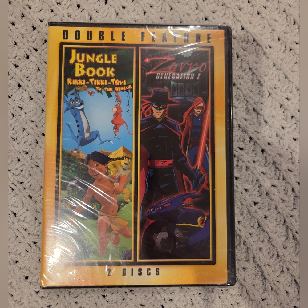 🌸 8/$25 DVDs | NWOT Double Feature Jungle Book & Zorro DVD (Not Disney)